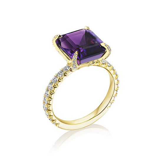 The Edalati Ring with an Emerald cut Amethyst 18K Yellow Gold | Marisa Perry by Douglas Elliott