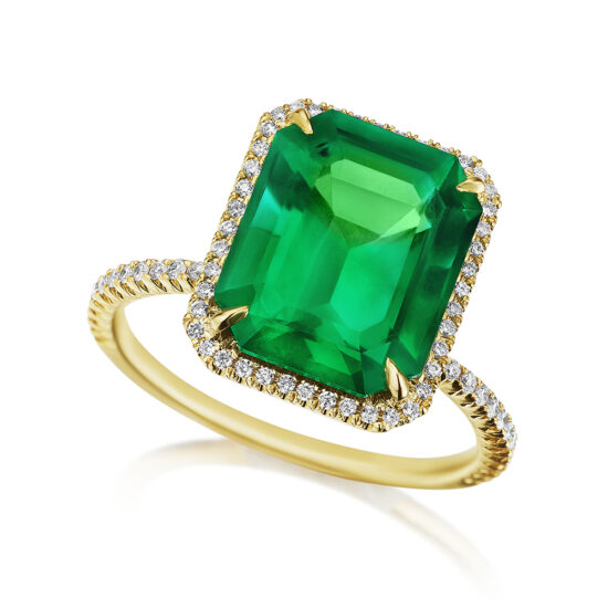 4.53 Carat Green Emerald InLove Setting 18k Yellow Gold | Marisa Perry by Douglas Elliott