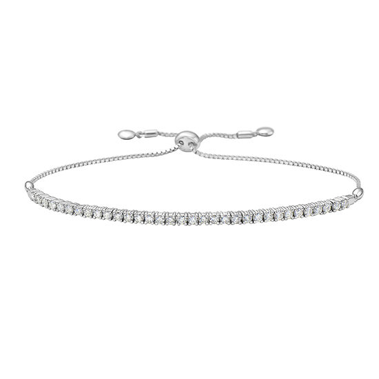 0.93 Carat Diamond Bolo Bracelet 14k White Gold