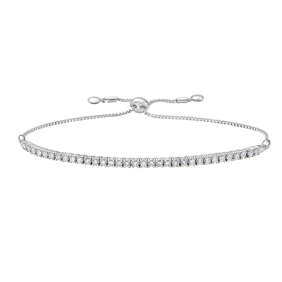 0.93 Carat Diamond Bolo Bracelet 14k White Gold