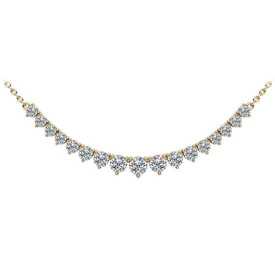 3.20 Carat Graduated Diamond Necklace 14k Yellow Gold