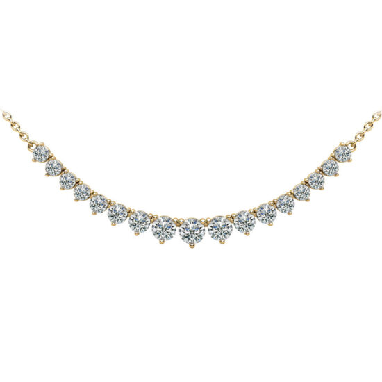 3.20 Carat Graduated Diamond Necklace 14k Gold