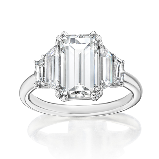 5 Stone Emerald cut Diamond Engagement Ring | Marisa Perry by Douglas Elliott