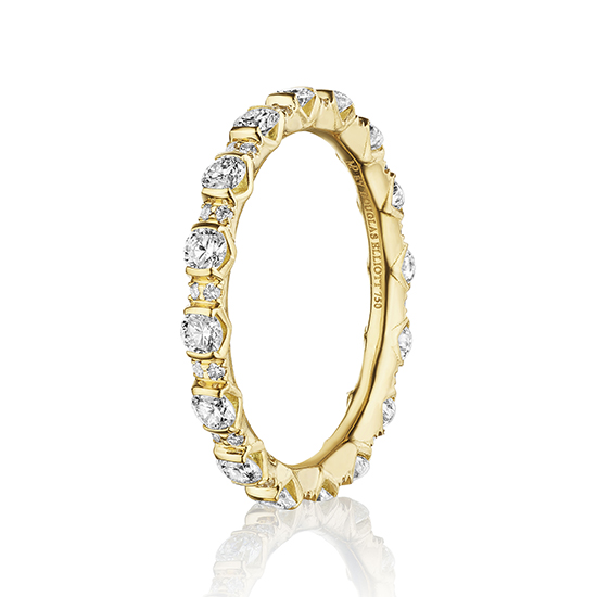 The Edge Band With Micro Pave 18k Yellow Gold