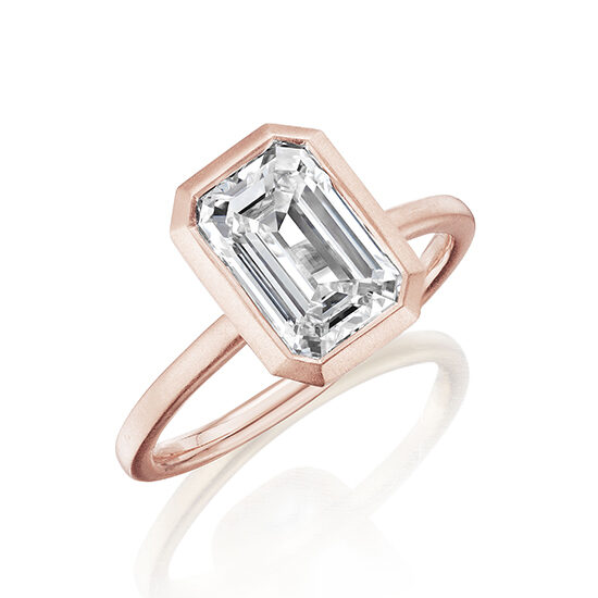 2.51 Carat Emerald Cut North South Setting 18k Rose Gold | Marisa Perry by Douglas Elliott