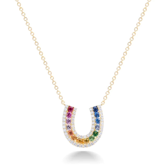 Rainbow Horseshoe Necklace 18k Yellow Gold