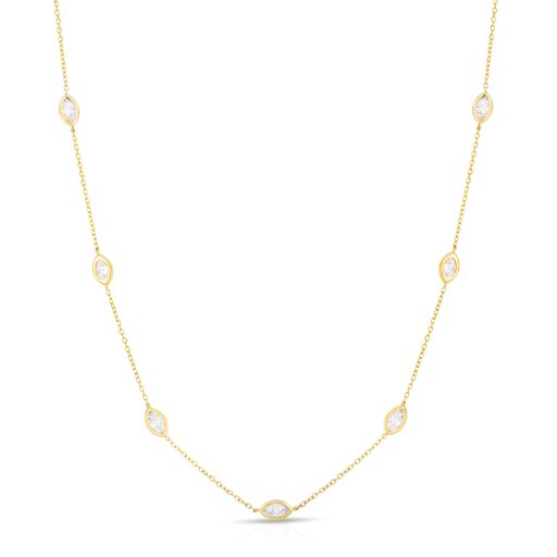 0.56 Carat Marquise Diamond Necklace 14k Yellow Gold
