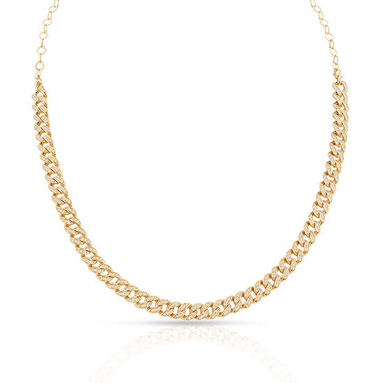 1.76 Carat Cuban Link Choker Necklace 14k Yellow gold