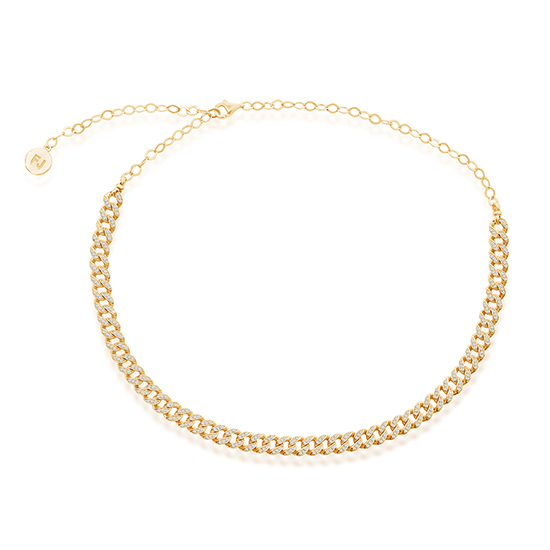 1.76 Carat Cuban Link Choker Necklace 14k Yellow gold