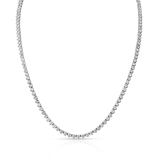 10.60 carat Diamond Tennis Necklace 14k White Gold