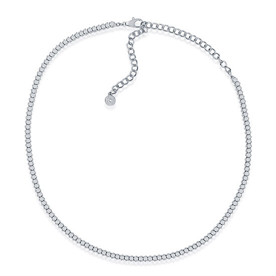 4.15 carat Adjustable Choker Diamond Tennis Necklace 14K White Gold