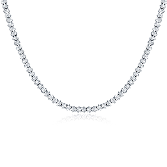 4.15 carat Adjustable Choker Diamond Tennis Necklace 14K White Gold