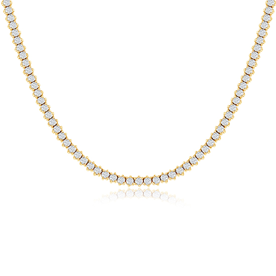 5.55 carat Adjustable Choker Diamond Tennis Necklace 14K Yellow Gold