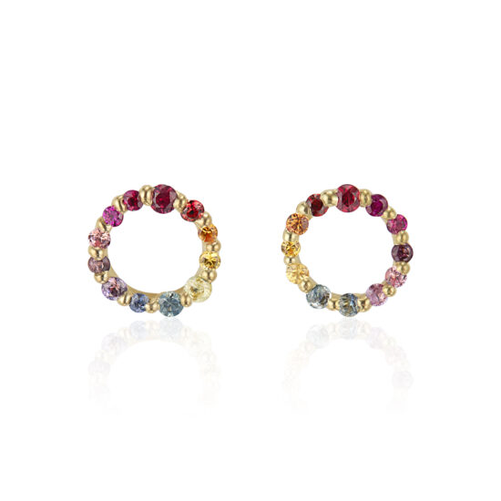 Love Comes Full Circle - Rainbow Sapphire Earrings by Jayne Moore