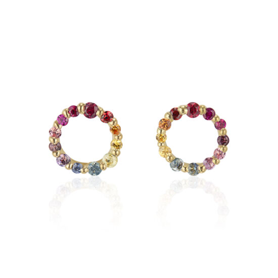 Love Comes Full Circle Rainbow Sapphire Earrings | Jayne Moore