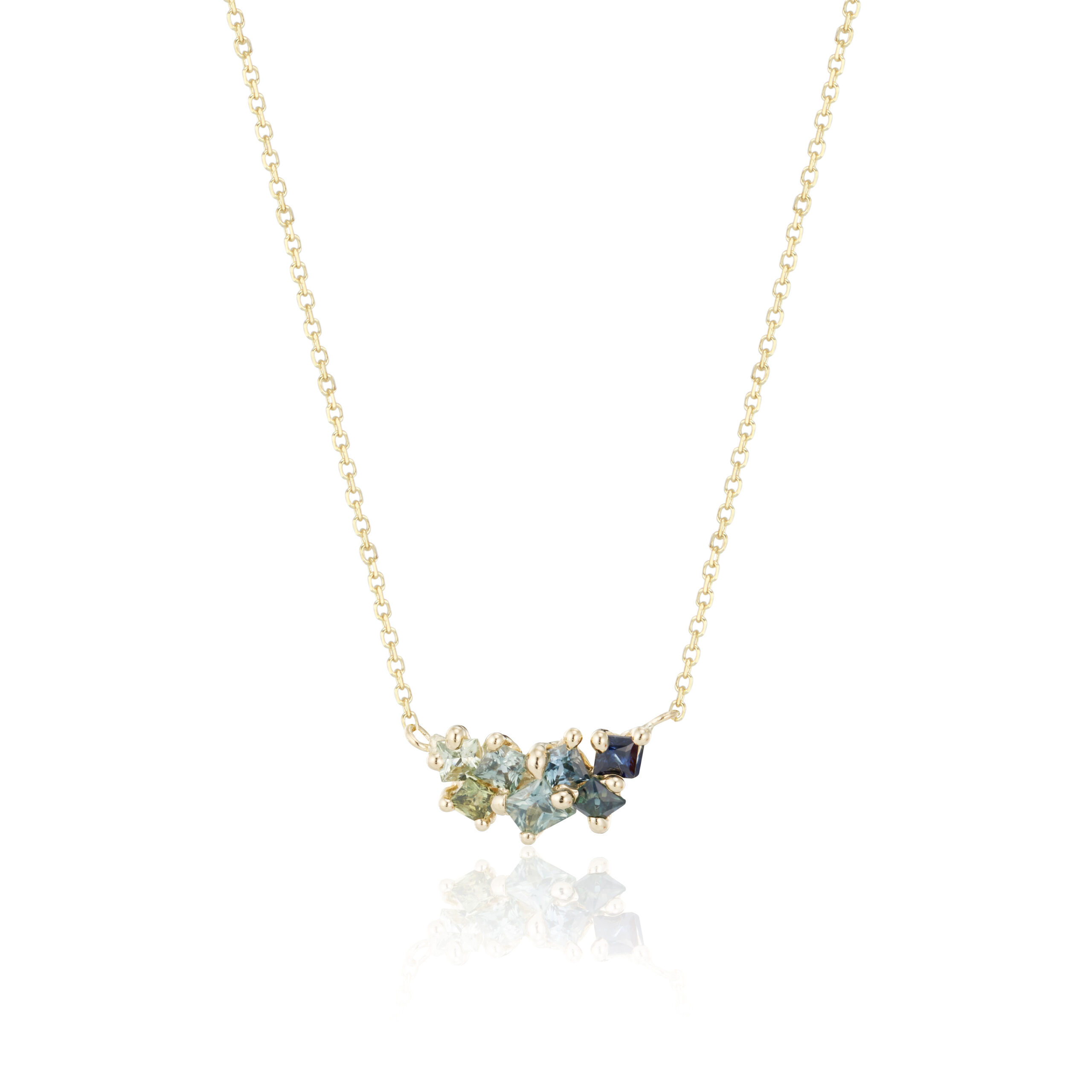 Bonnie Blues Color-Phase Necklace, Cast Not Set, in Yellow Gold. Bonnie Blues Color-Phase Necklace, Cast Not Set, in Yellow Gold.