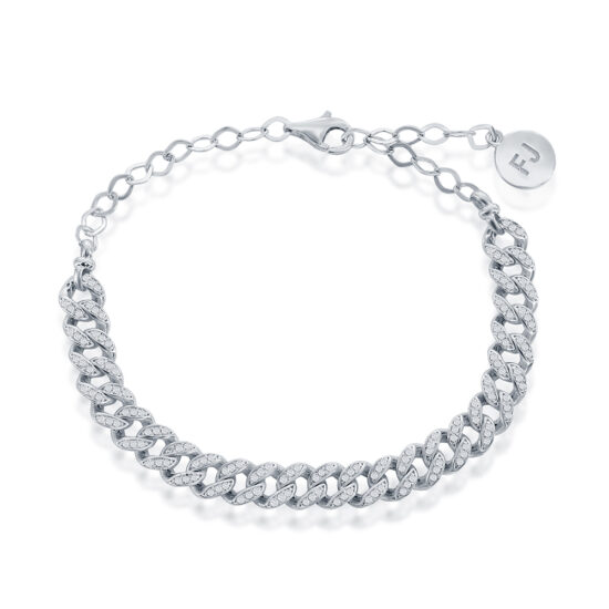 Cuban Link Choker Bracelet 14k White Gold