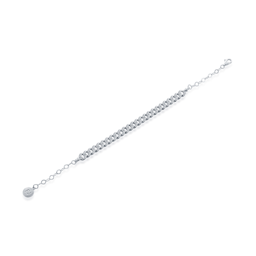 Cuban Link Choker Bracelet 14k White Gold