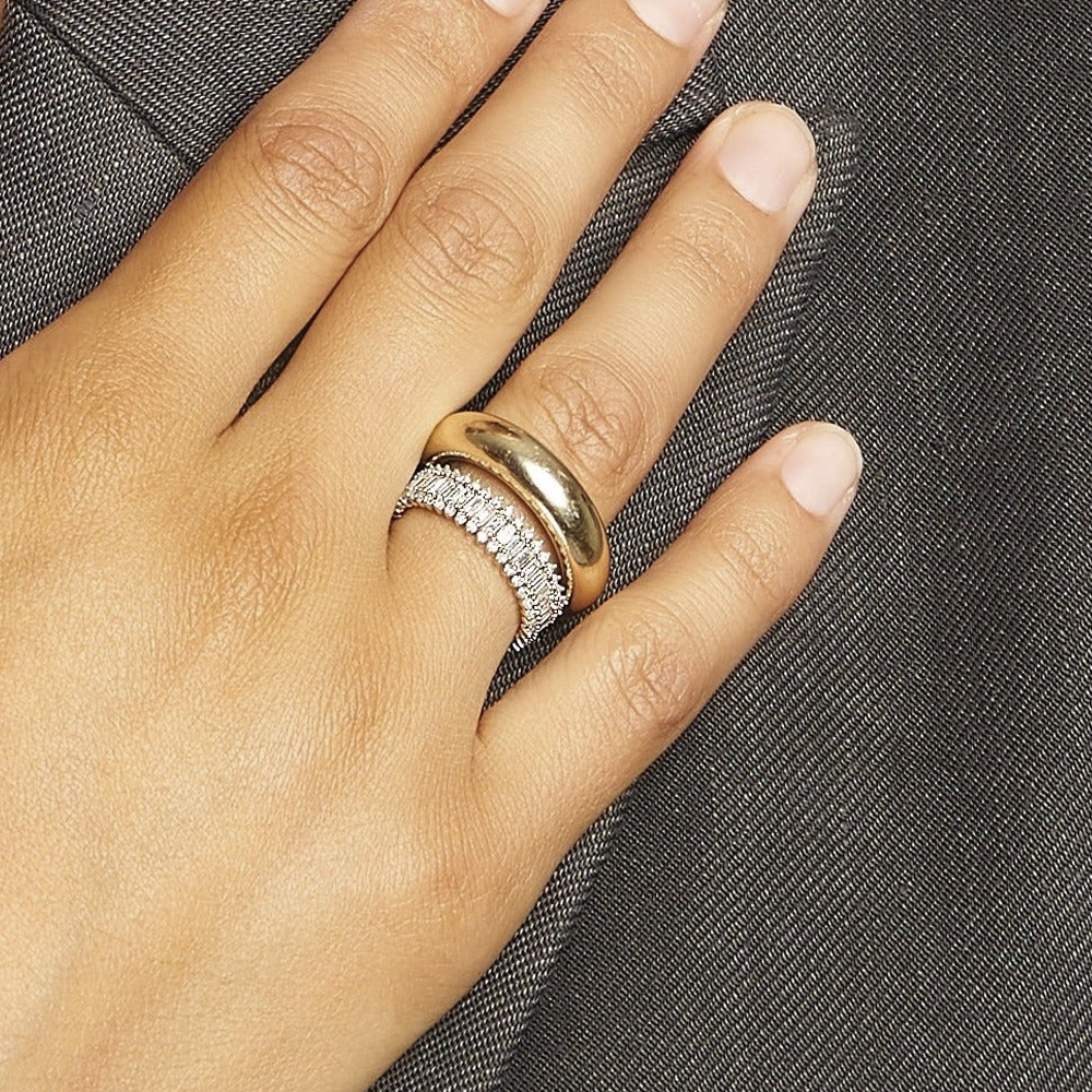 Full Stack Baguette Ring 14k Yellow Gold | Adina Reyter