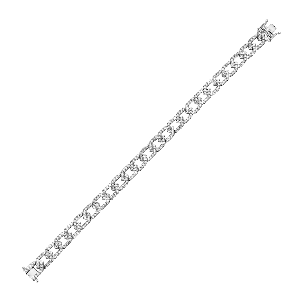 Geometric Diamond Link Bracelet 14k White Gold