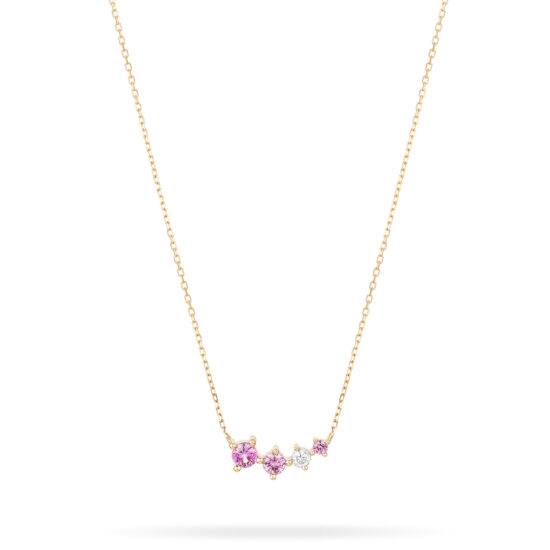 Graduated Pink Sapphire and Diamond Curve Necklace | Adina Reyter
