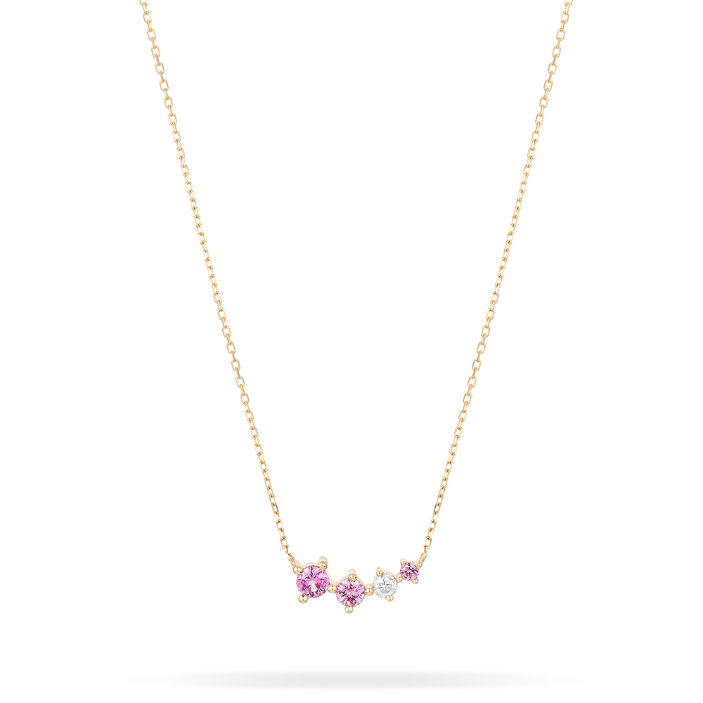 Graduated Pink Sapphire and Diamond Curve Necklace | Adina Reyter