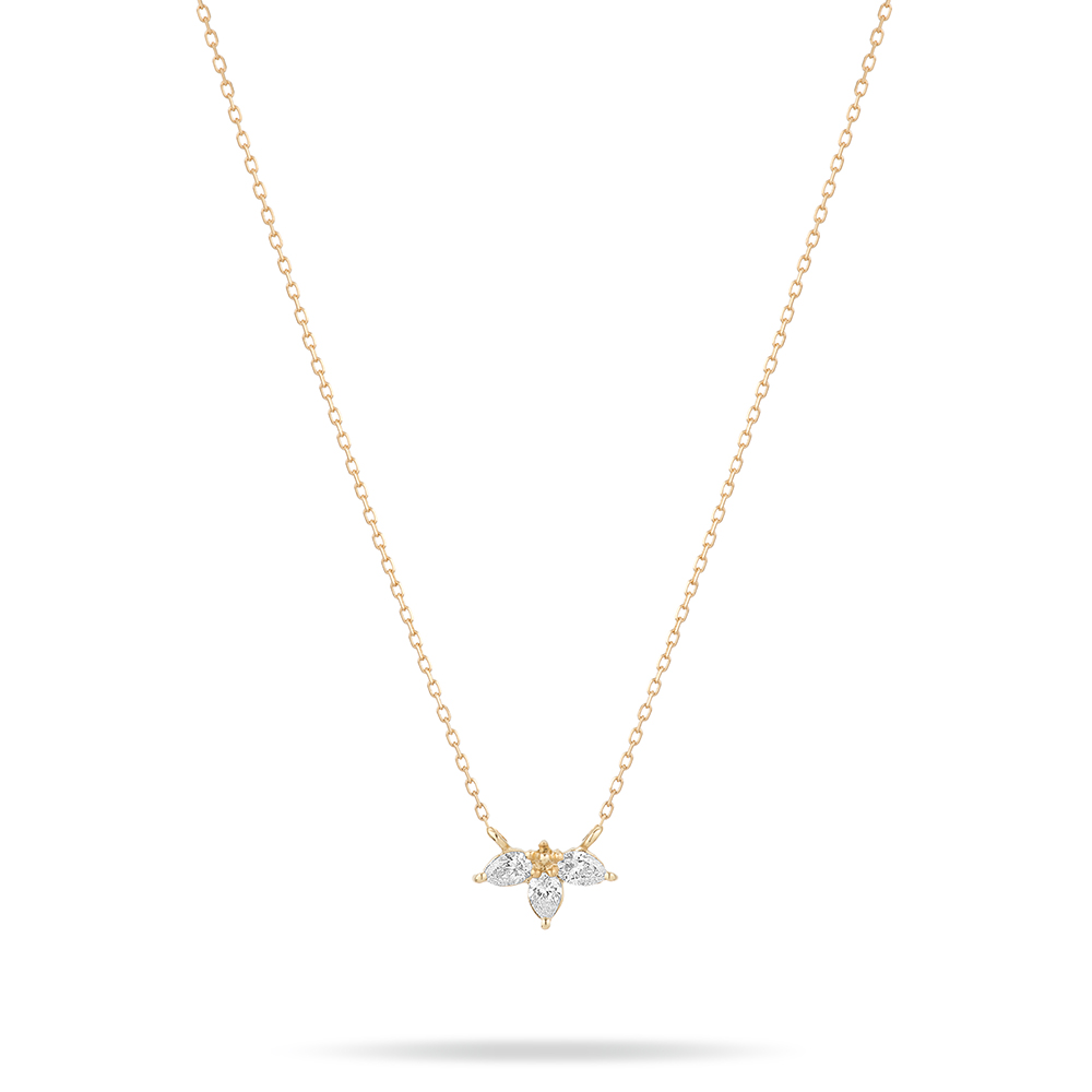 Paris Diamond Half Flower Necklace 14k Yellow Gold | Adina Reyter