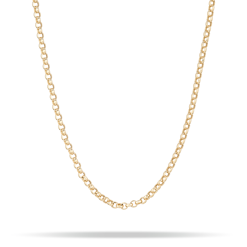 Rolo Chain Necklace with 3mm Gauge Links 14k Yellow Gold | Adina Reyter