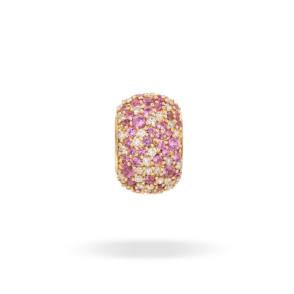 Wide Pink Sapphire and Diamond Pavé Big Bead | Adina Reyter