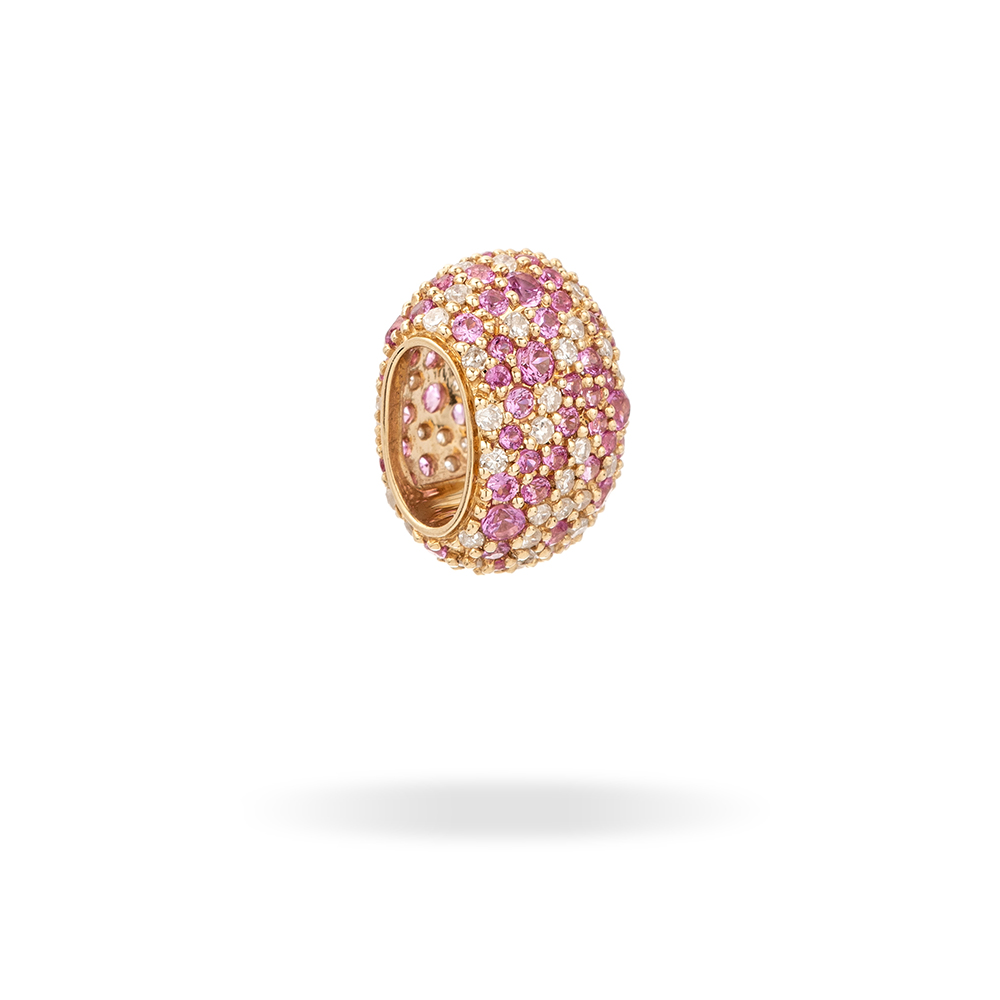 Wide Pink Sapphire and Diamond Pavé Big Bead | Adina Reyter