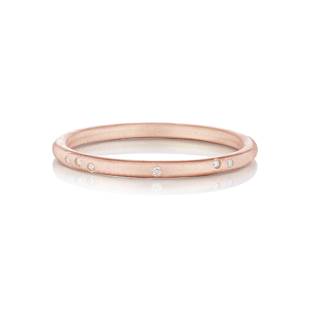 Scattered Satin Finish Band 18k Rose Gold | Marisa Perry by Douglas Elliott