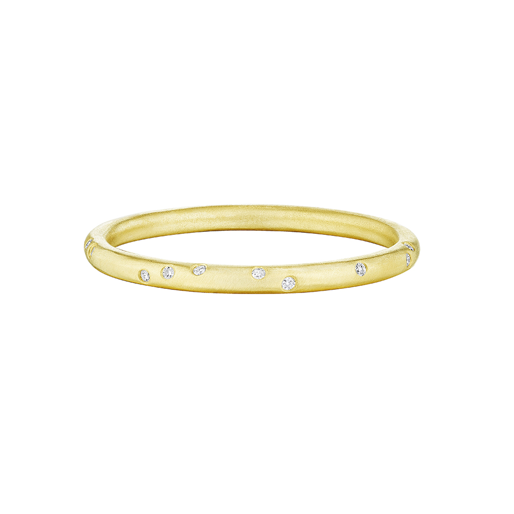 Scattered Satin Finish Band 18k Yellow Gold | Marisa Perry by Douglas Elliott