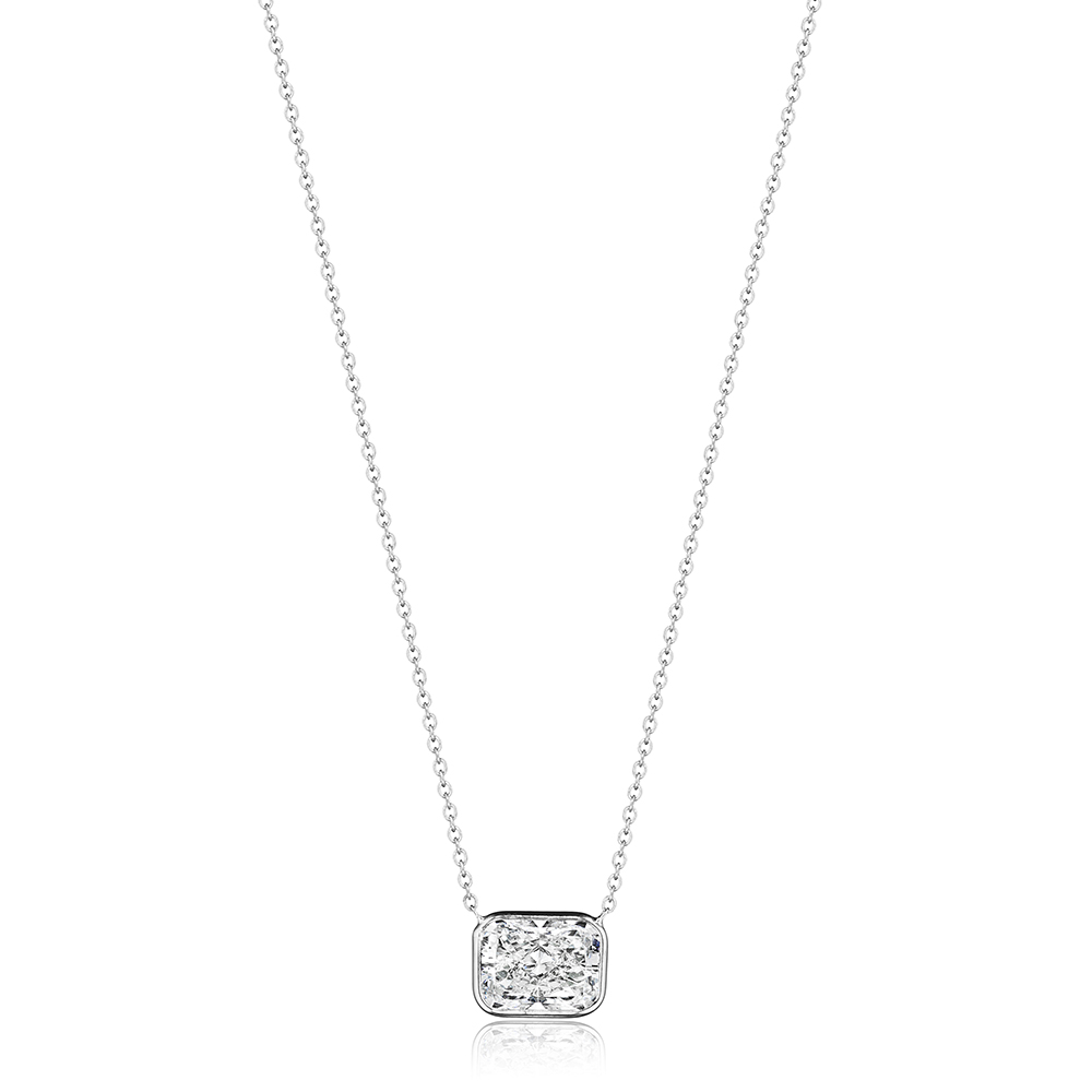 Radiant Diamond Bezel Set Pendant 14k White Gold | Marisa Perry By Douglas Elliott