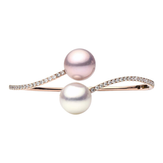 White South Sea Pearl and Pink Freshwater Pearl Bangle 18k Rose Gold