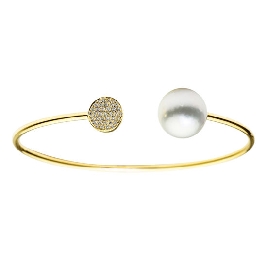 South Sea Pearl Bangle Bracelet 18k Yellow Gold