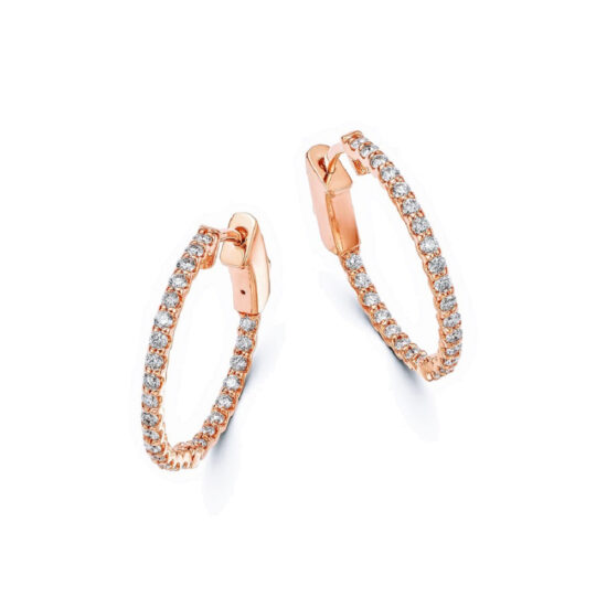 0.53 Carat Inside Outside Diamond Hoop Earrings 14k gold