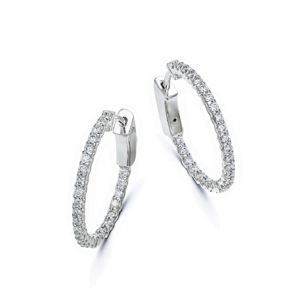 0.53 Carat Inside Outside Diamond Hoop Earrings 14k gold