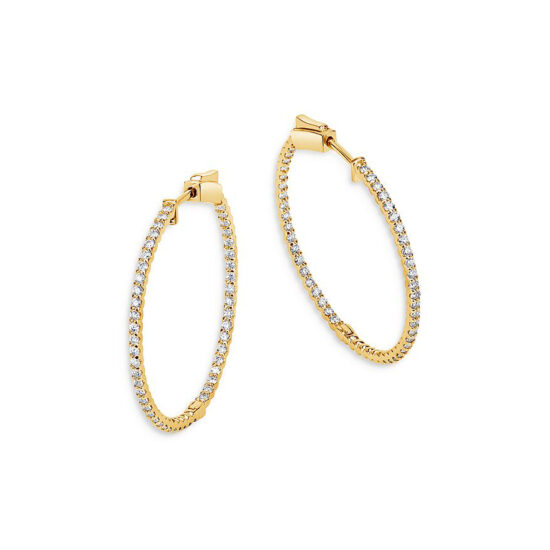 1 Carat Inside Outside Diamond Hoop Earrings 14k gold