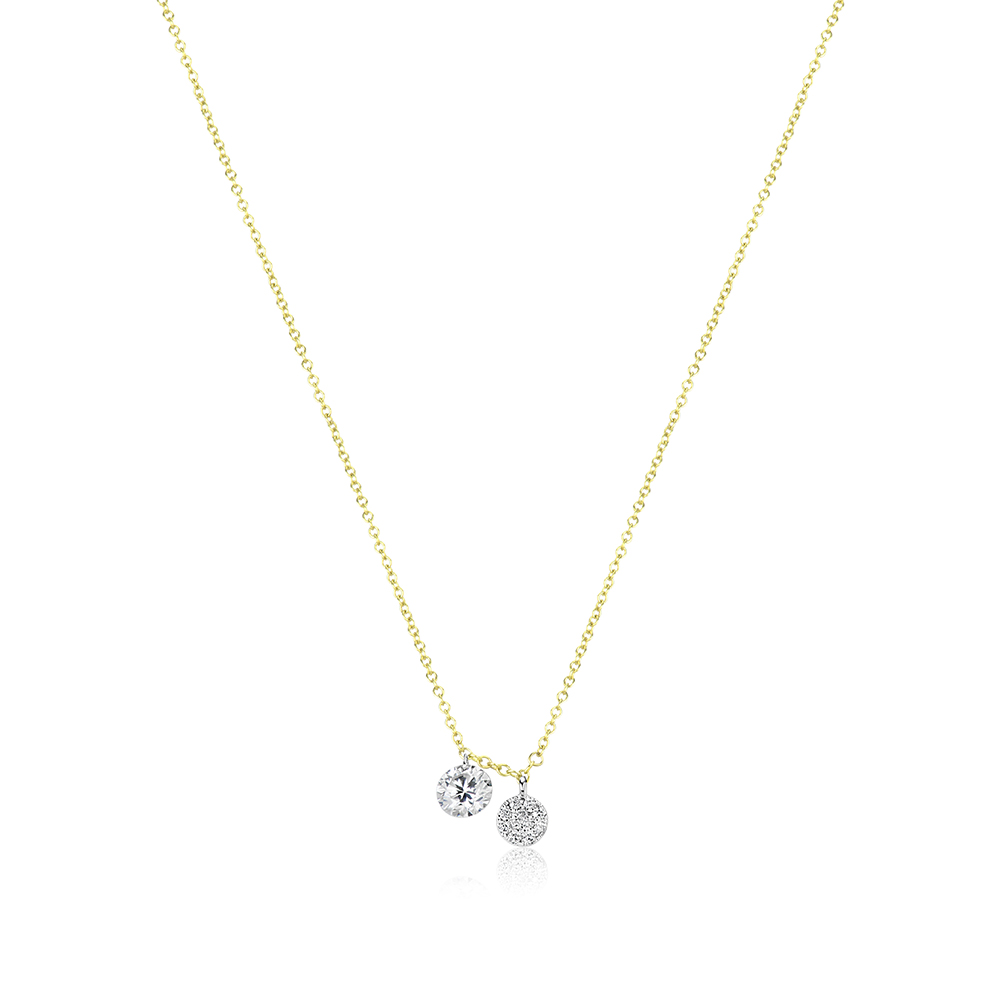 Diamond Disc Necklace 14k Yellow Gold