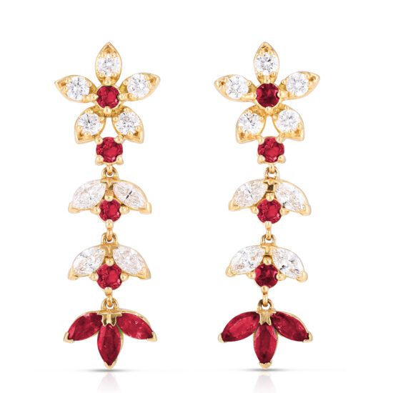 The Emily Earrings with Diamonds and Rubies 18k Yellow Gold | Marisa Perry by Douglas Elliott