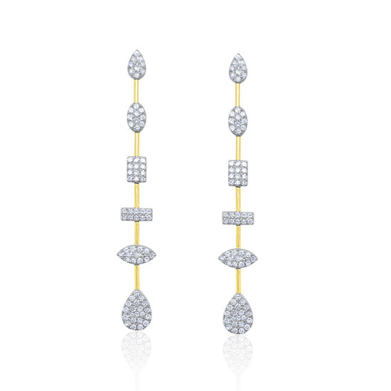 Geometric Diamond Drop Earrings 14k gold