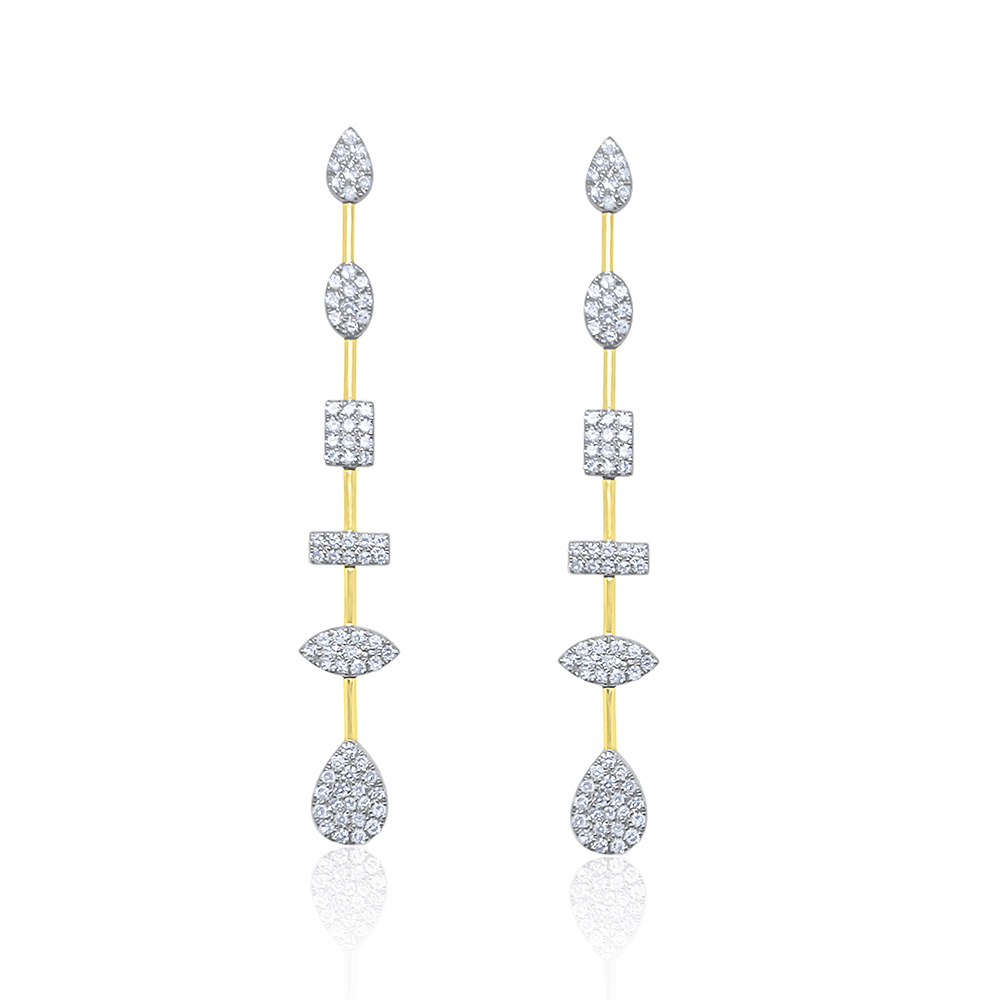 Geometric Diamond Drop Earrings 14k gold