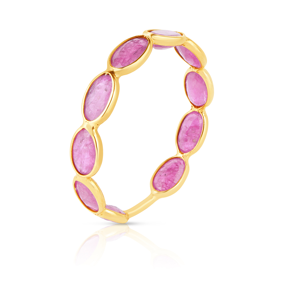 Rose Cut Ruby Band 18k Yellow Gold