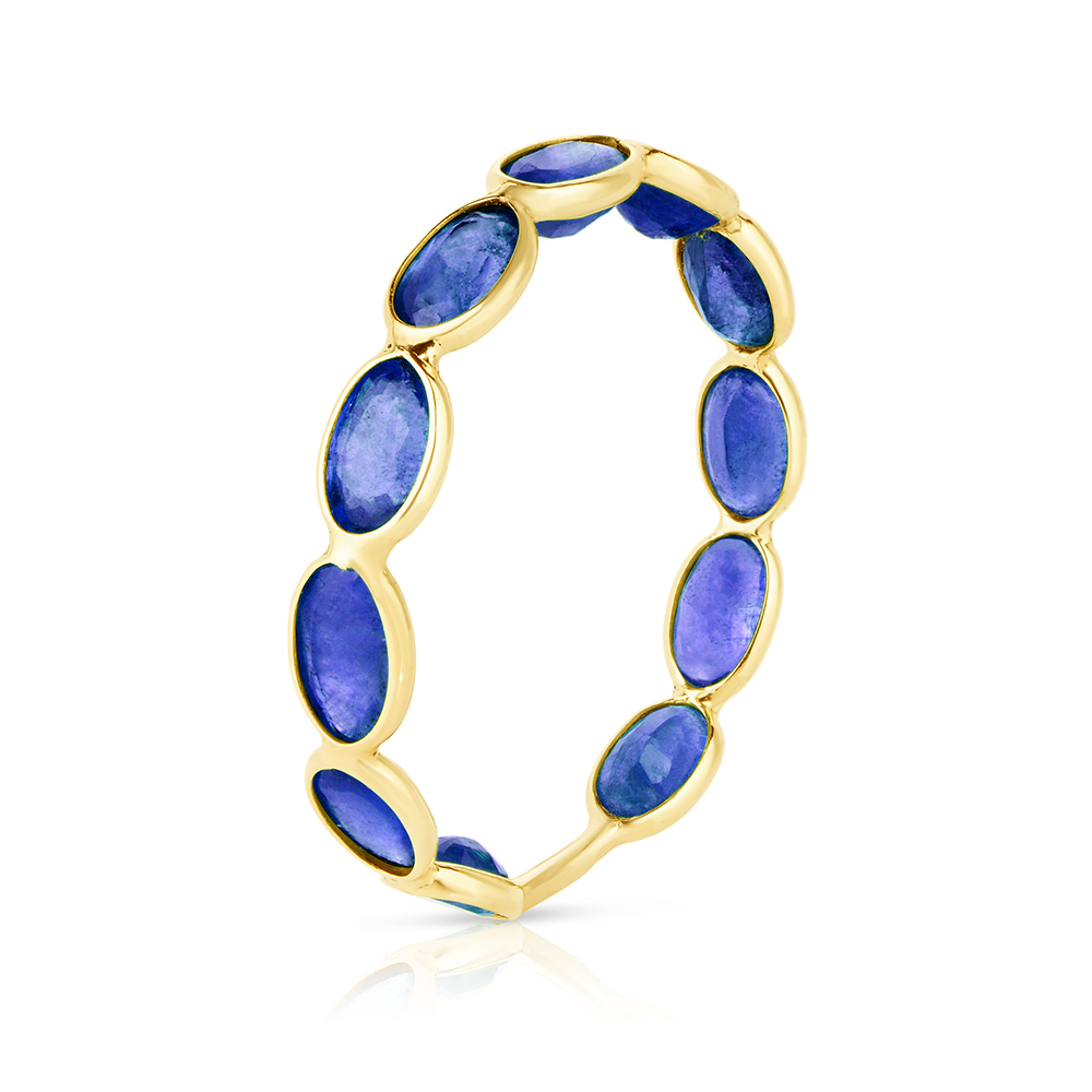 Rose Cut Sapphire Band 18k Yellow Gold