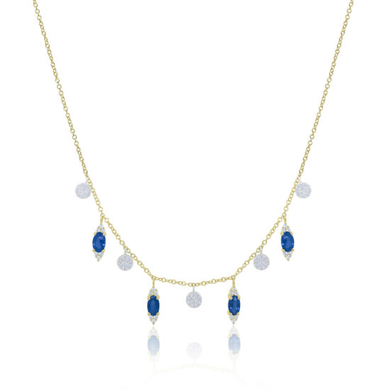 Blue Sapphire Charm Necklace 14k Yellow Gold