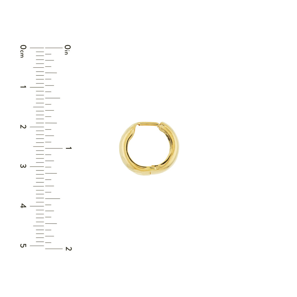 Textured Huggie Wide Hoop Earrings 14k Yellow Gold