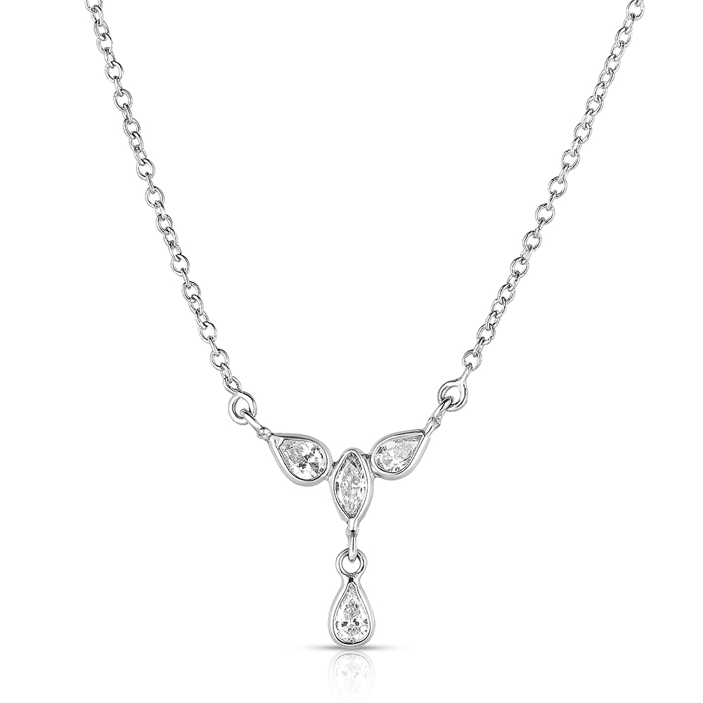 Pear Shape and Marquise Diamond Necklace 14k White Gold