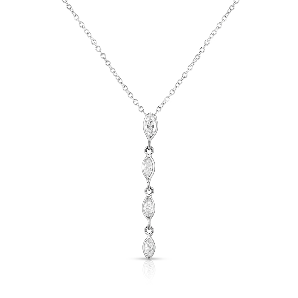 Marquise Diamond Drop Necklace 14k White Gold