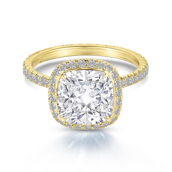 4.03 Carat Cushion InLove 18k Yellow Gold | Marisa Perry by Douglas Elliott