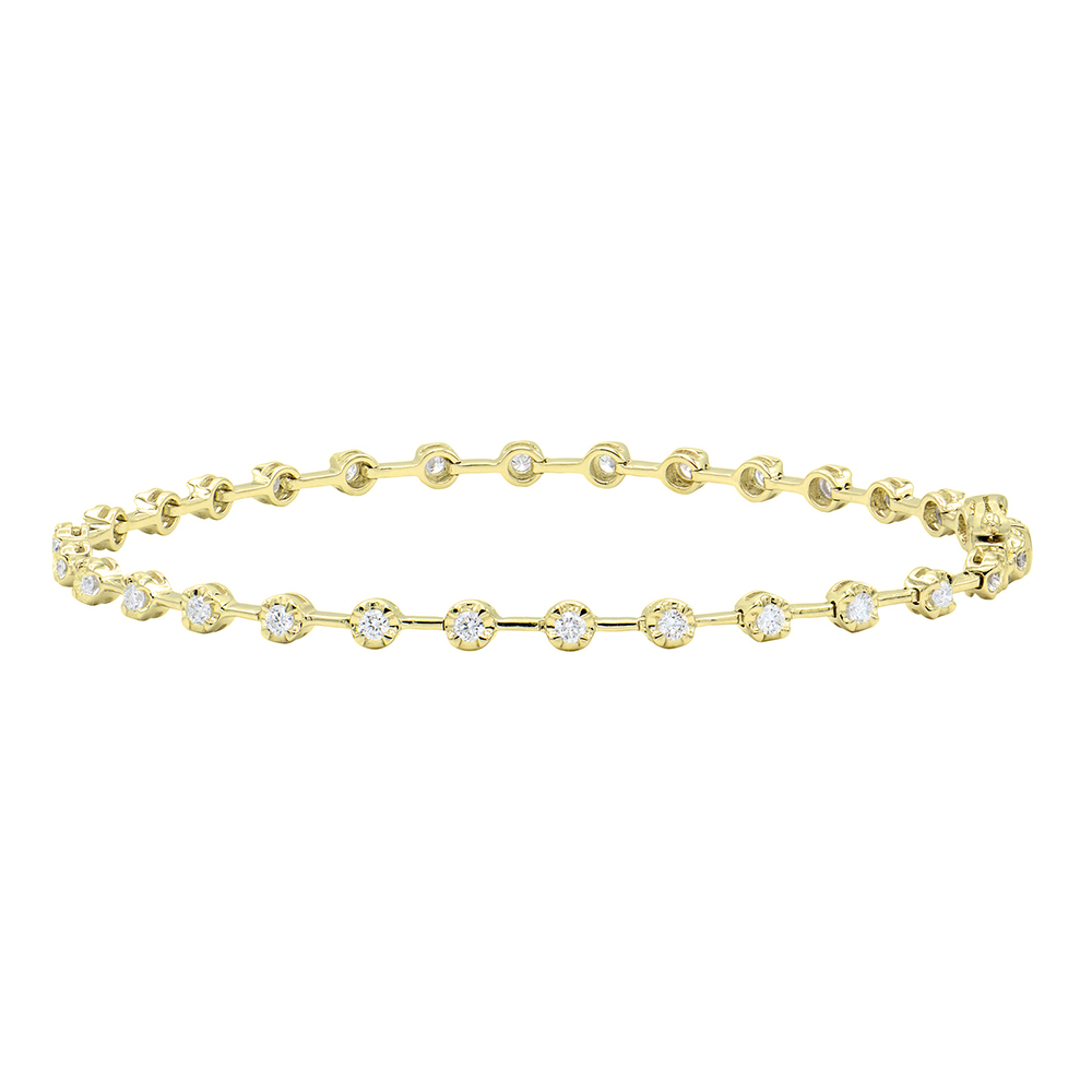 0.91 Carat Round Brilliant Cut Diamond Bracelet 18k Yellow Gold